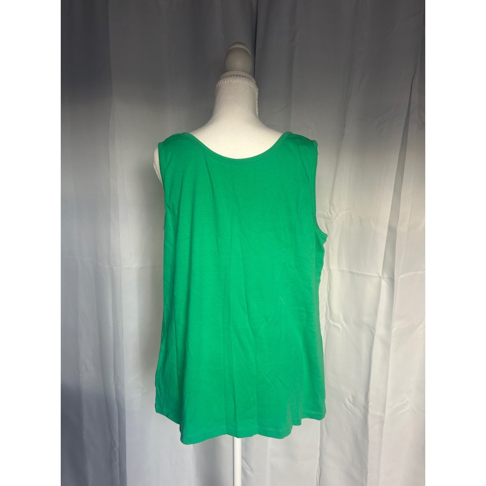 Lands End Womens 1X Green Cotton Tank Top Plus Size 16W-18W. Minimalist. - Picture 2 of 6